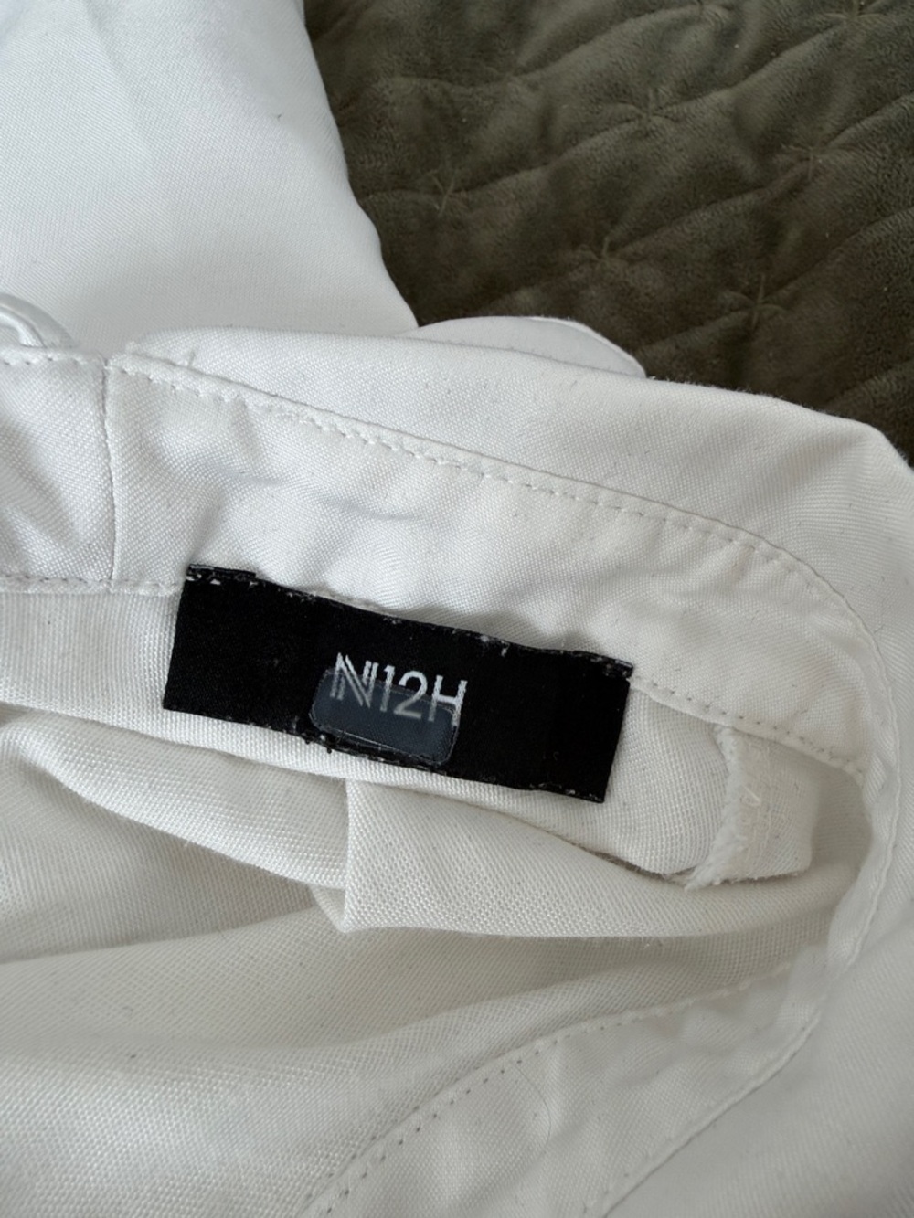 N12H white tunic shirt dress button up flare sleeves breezy euro-summer minimal - Picture 11 of 13